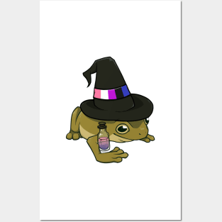 Genderfluid Pride Witch Frog Posters and Art